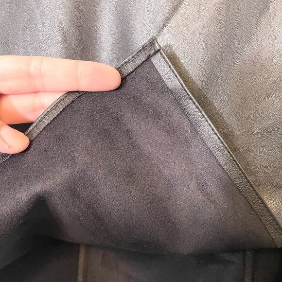 Lenny B. Paris Black Vegan Black Leather Belted Pencil Mini Skirt Size 1 - Picture 7 of 11